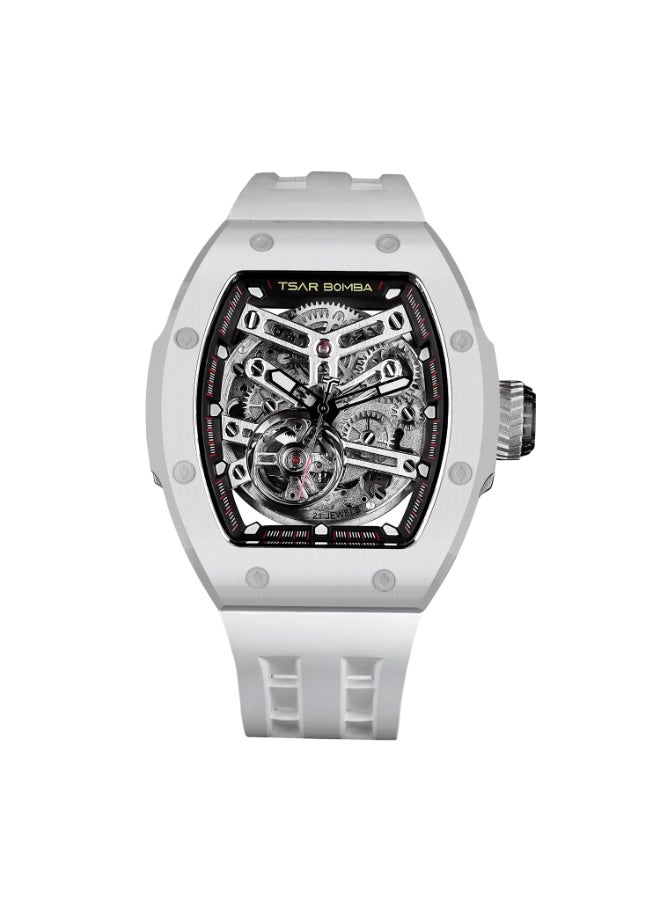 TSAR BOMBA Men's Rubber Automatic Watch TB8218SETC-01KBU/WH - 44.5x50.4 mm - Image 1